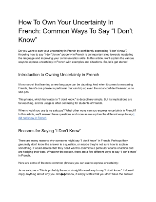 How To Own Your Uncertainty In French_ Common Ways To Say “I Don’t Know”
