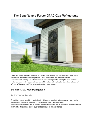 Benefits and Future Of AC Gas Refrigerants