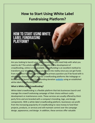 How to Start Using White Label Fundraising Platform