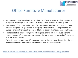 Office Furniture Manufacturer in Bangalore-Office Interiors