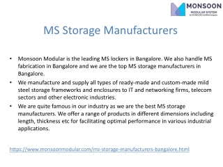 MS Storage Manufacturers in Bangalore