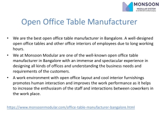 Open Office Table Manufacturer in Bangalore