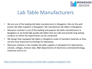 Lab Table Manufacturers in Bangalore