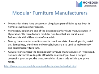Modular Furniture Manufacturers in Hyderabad