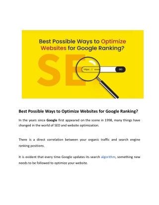 Best Possible Ways to Optimize Websites for Google Ranking_