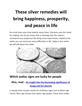 These silver remedies will bring happiness, prosperity and peace in life