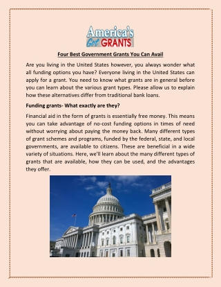 Four Best Government Grants You Can Avail