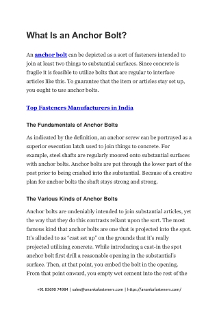 What Is an Anchor Bolt