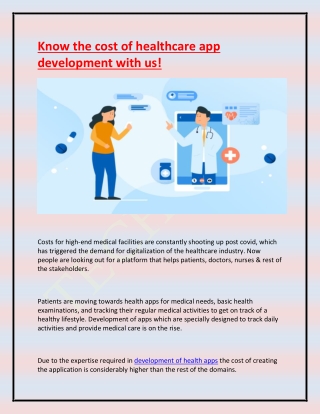 Know the cost of healthcare app development with us!