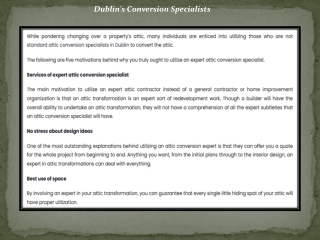 Dublin's Conversion Specialists