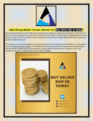 2023 Rising Market Trends: Should You Buy Silver Bar In Dubai?
