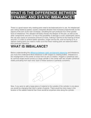 WHAT IS THE DIFFERENCE BETWEEN DYNAMIC AND STATIC IMBALANCE?