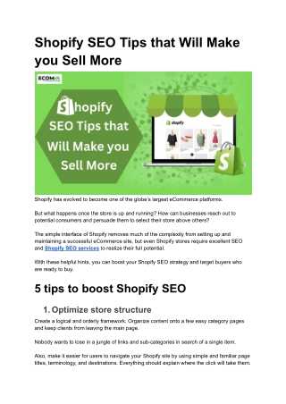 Shopify SEO Tips that Will Make you Sell More