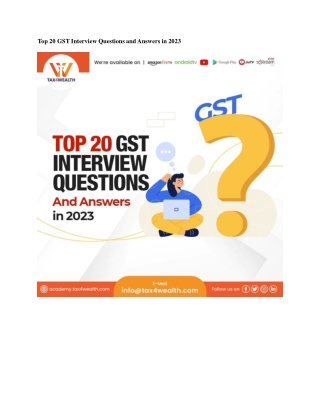 Top 20 GST Interview Questions and Answers in 2023 | Academy Tax4wealth