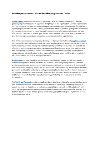 Bookkeeper Assistant - Virtual Bookkeeping Services Online