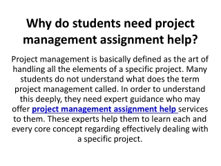 Why do students need project management assignment help