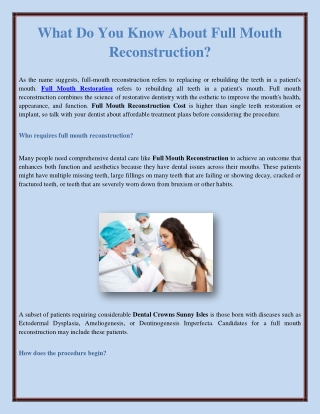 What Do You Know About Full Mouth Reconstruction?