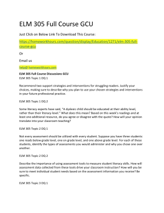 ELM 305 Full Course GCU