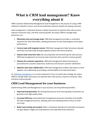 What is CRM lead management_Know everything about it.