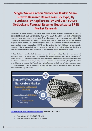 Single-Walled Carbon Nanotubes Market Share, Growth Research Report 2022-2032