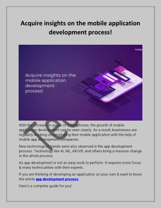 Acquire insights on the mobile application development process