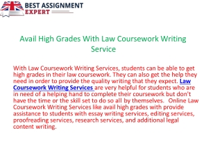 Avail High Grades With Law Coursework Writing Service.