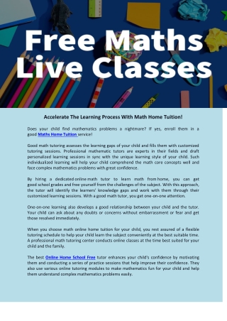 The Learning Process With Free Math Live Classes!