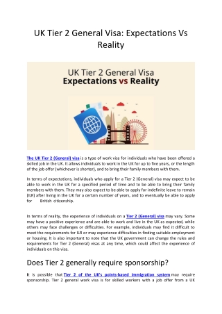 UK Tier 2 General Visa Expectations Vs Reality