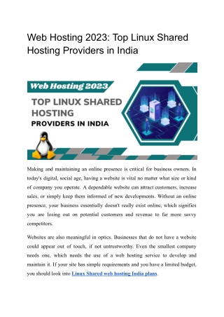 Web Hosting 2023: Top Linux Shared Hosting Providers in India