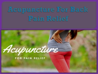 Acupuncture For Back Pain Relief