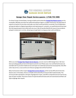 Garage Door services Queens | (718) 755 5985