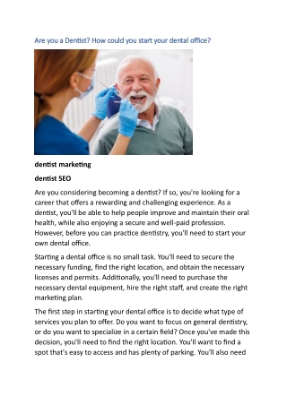 Are you a Dentist? How could you start your dental office?