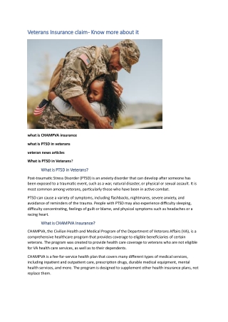 Veterans Insurance claim - Know more about it