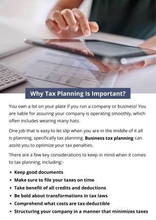 Why Tax Planning Is Important?