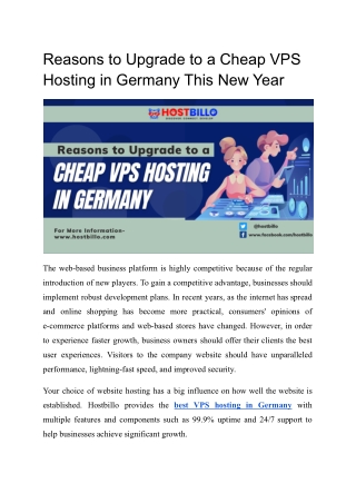 Reasons to Upgrade to a Cheap VPS Hosting in Germany This New Year