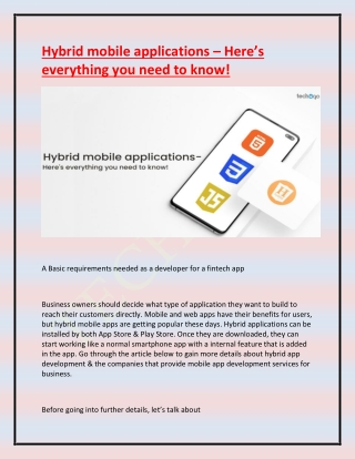 Hybrid mobile applications – Here’s everything you need to know!