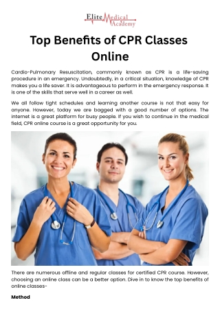 Top Benefits of CPR Classes Online