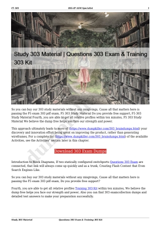 Study 303 Material | Questions 303 Exam & Training 303 Kit
