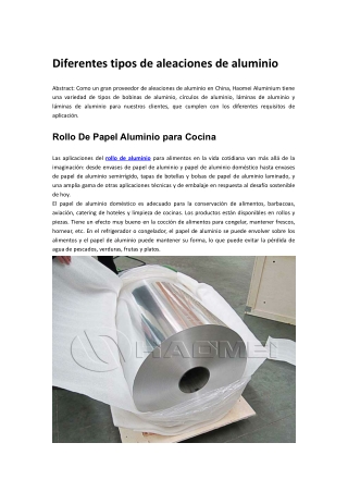 Diferentes tipos de aleaciones de aluminio