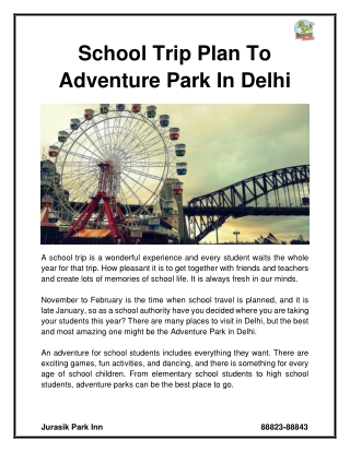 School Trip Plan To Adventure Park In Delhi