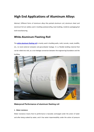 High end application of aluminum alloys