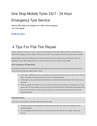 One Stop Mobile Tyres 24_7 - 24 Hour Emergency Tyre Service