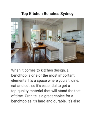 Top Kitchen Benches Sydney