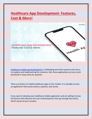 Healthcare App Development- Features, Cost & More!