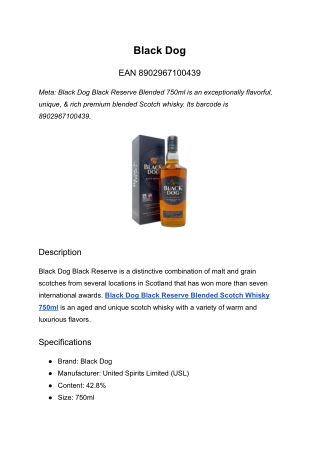 Black Dog Black Reserve
