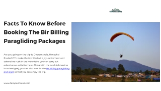 Facts To Know Before Booking The Bir Billing Paragliding Packages