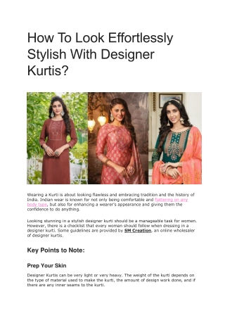 How To Look Effortlessly Stylish With Designer Kurtis