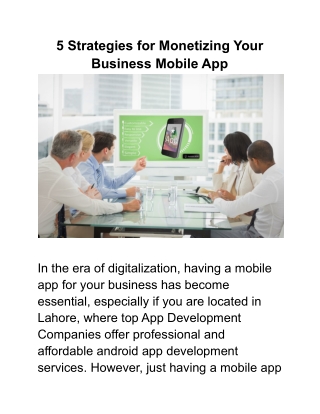 5 Strategies for Monetizing Your Business Mobile App