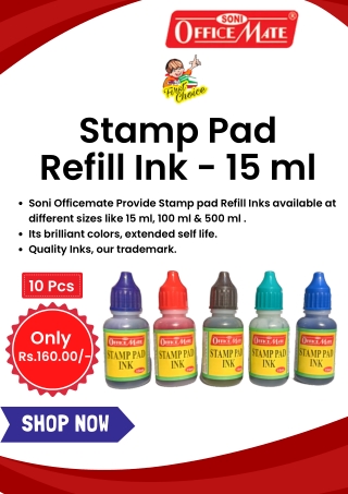 Quality Stamp Pad Refill Ink - 15 ml