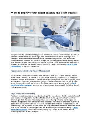 Ways to improve your dental practice and boost business